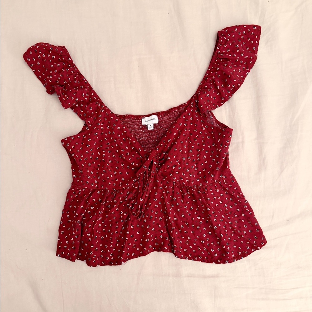 La hearts red babydoll top